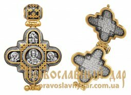 Крест мощевик «Господь Вседержитель. Божия Матерь» - фото