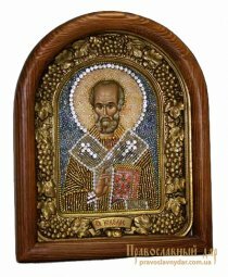 Икона из бисера Святитель Николай Чудотворец - фото